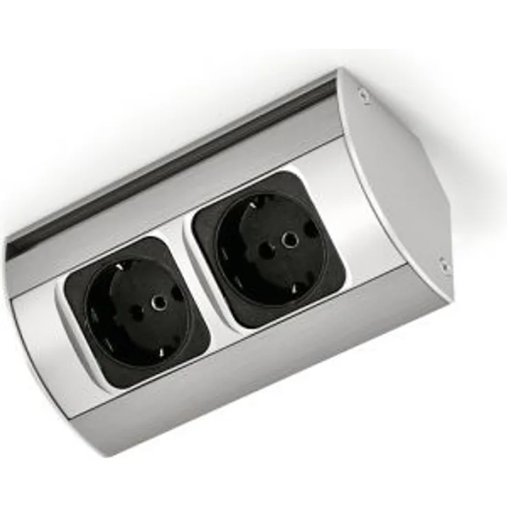 Corner Doppelsteckdosen, Steckdosenelement, edelstahlfarbig