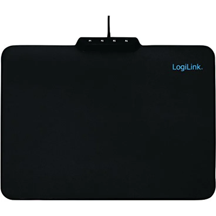 LogiLink ID0155 Gaming Mauspad mit 4X RGB-LED Beleuchtung und 7 Mögliche Farbe schwarz