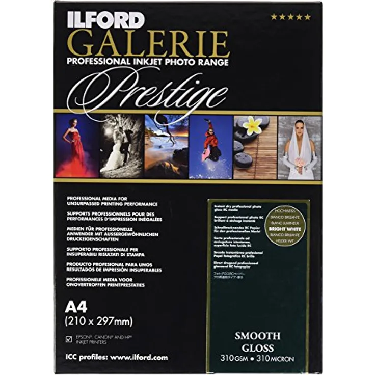 ILFORD GALERIE Smooth Gloss 310gsm A4 - 210mm x 297mm 100 Blatt