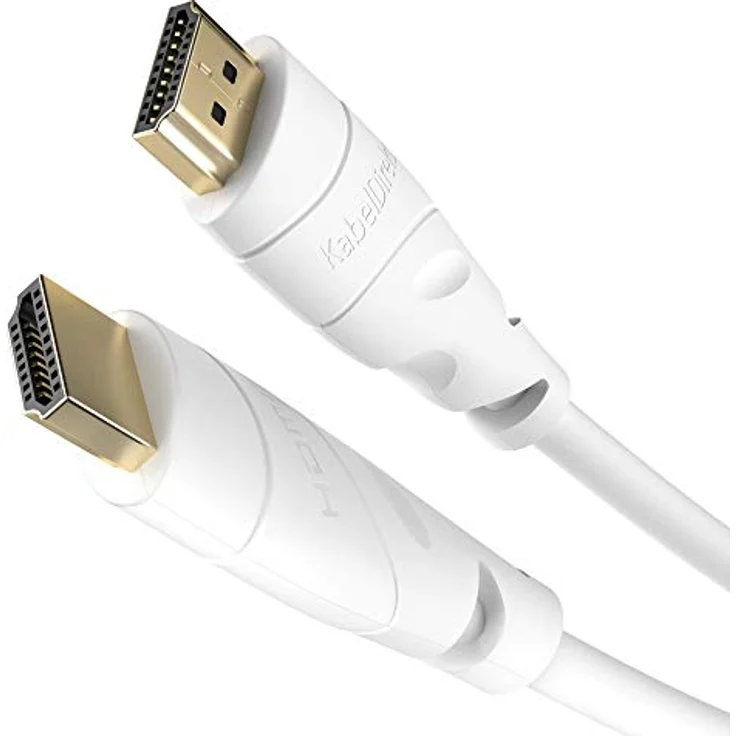 KabelDirekt - weißes 4K HDMI Kabel - 2m - kompatibel mit (HDMI 2.0a-b 2.0, 1.4a, 4K Ultra HD, 3D, Full HD, 1080p, HDR, ARC, Highspeed mit Ethernet, PS4, Xbox, HDTV) - TOP Series – Bild 1