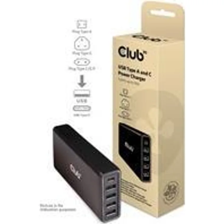 Club 3D USB Typ A und C Ladegerät 5 Ports bis zu 111W