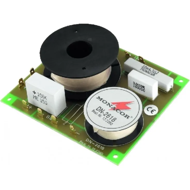 MONACOR DN-2618 2-Wege-Weiche 8 ohm, Hochwertige Bauteile, Belastbarkeit 350W für den Innenbereich mit Folienkondensatoren gefertigt