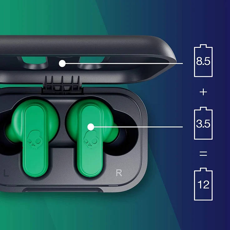 SKULLCANDY Dime In-Ear Kopfhörer mit Bluetooth, Mikrofon, spritzwassergeschützt, grün – Bild 3