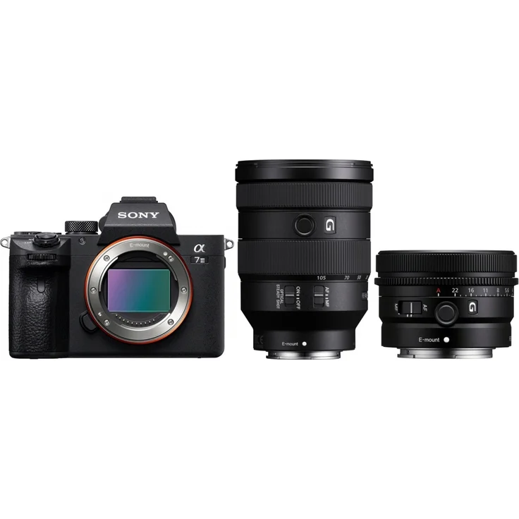 Sony Alpha 7 III Vollformat-Systemkamera + SEL FE 24-105mm f4,0 G OSS + SEL 24mm f2,8 G