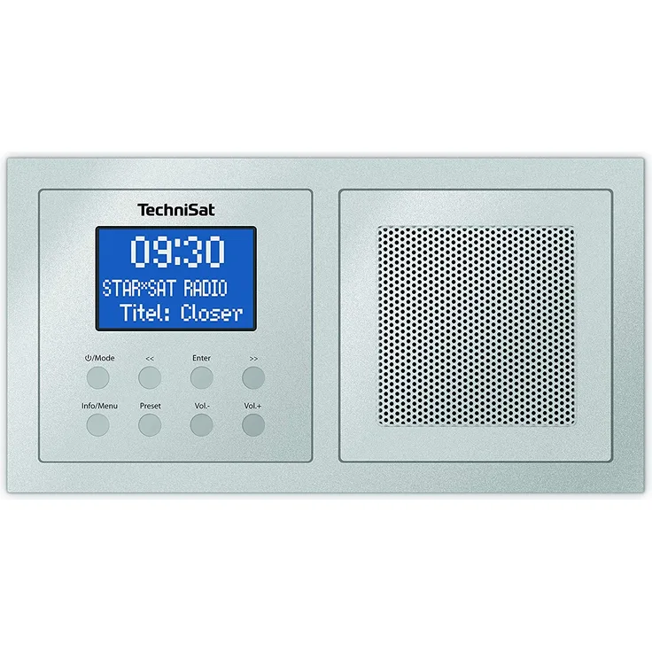 TechniSat DIGITRADIO UP 1 Unterputz-Radio mit Bluetooth, LCD-Display, spritzwassergeschützt, Wecker, silber