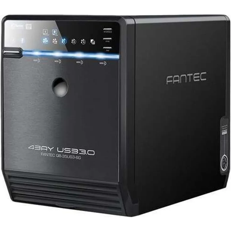 FANTEC QB-35US3-6G Externes 4-fach Festplattengehäuse (für 4x 8, 89 cm (3, 5 Zoll) SATA i-II-III Festplatten, USB 3.0 SuperSpeed und eSATA Anschluss, 6G Support, 80 mm Lüfter Temperaturgeregelt)