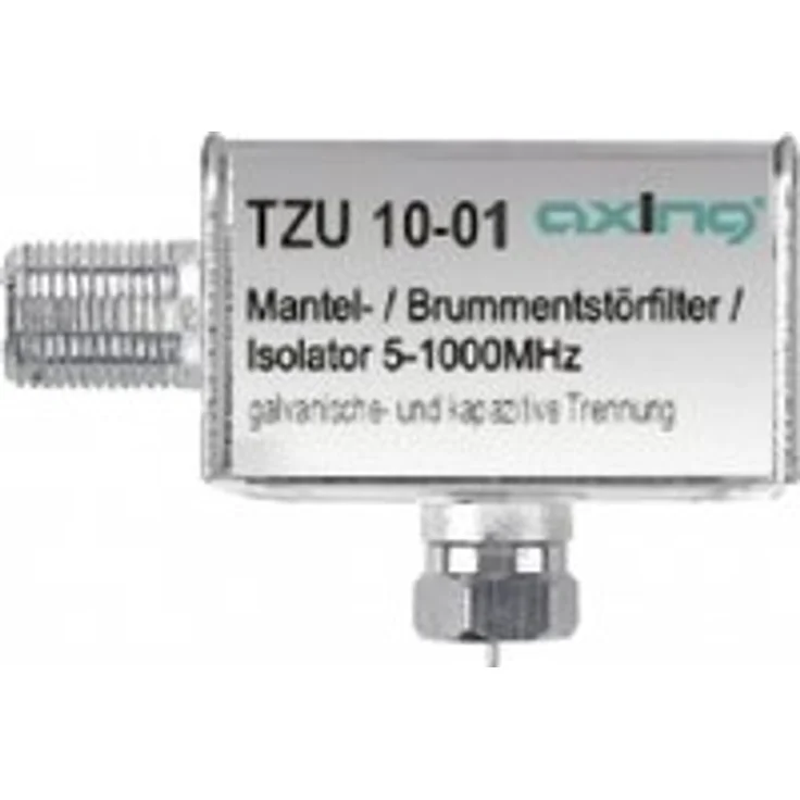 Axing TZU 10-01 Mantelstromfilter - Brumm-Entstör-Filter (5-1000 MHz) F-Anschlüsse für Kabelfernsehen Radio DVB-T2 HD