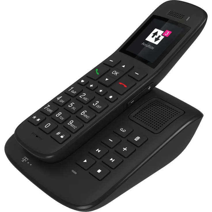 Telekom Sinus A32 Großtastentelefon mit Basis und Anrufbeantworter, VoIP-Telefon, ebenholz