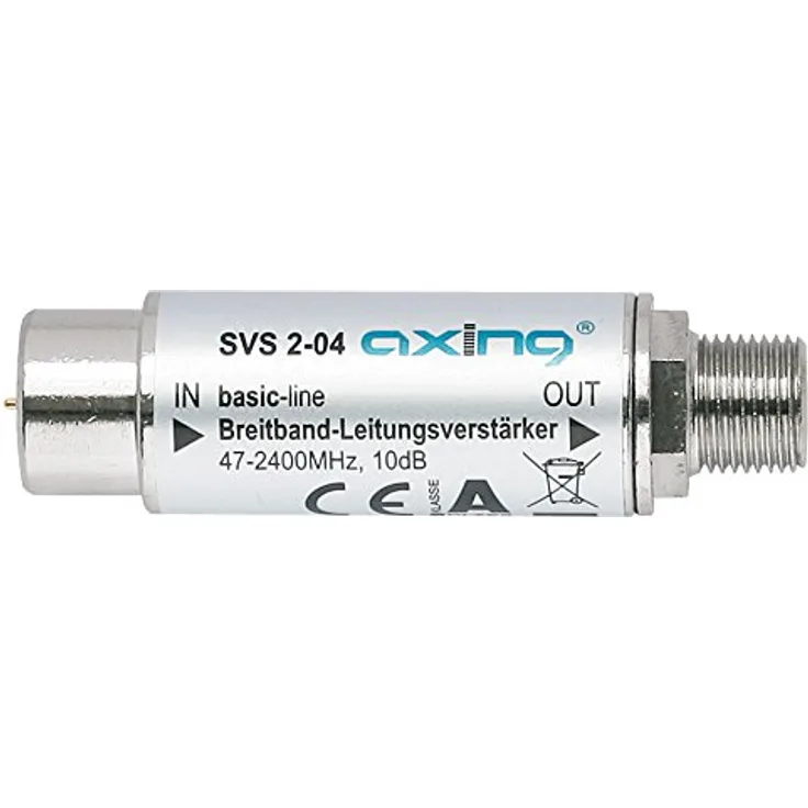 Axing SVS 2-04 Satelliten-Leitungsverstärker Inline Breitband (10dB, 47 - 2200 MHz)