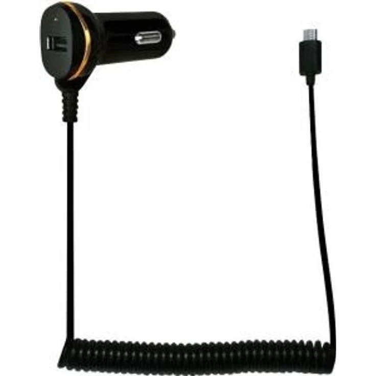 LogiLink PA0147 USB KFZ Netzteil mit Micro USB Kabel (1x USB-Port und Spiralkabel) 10,5W schwarz