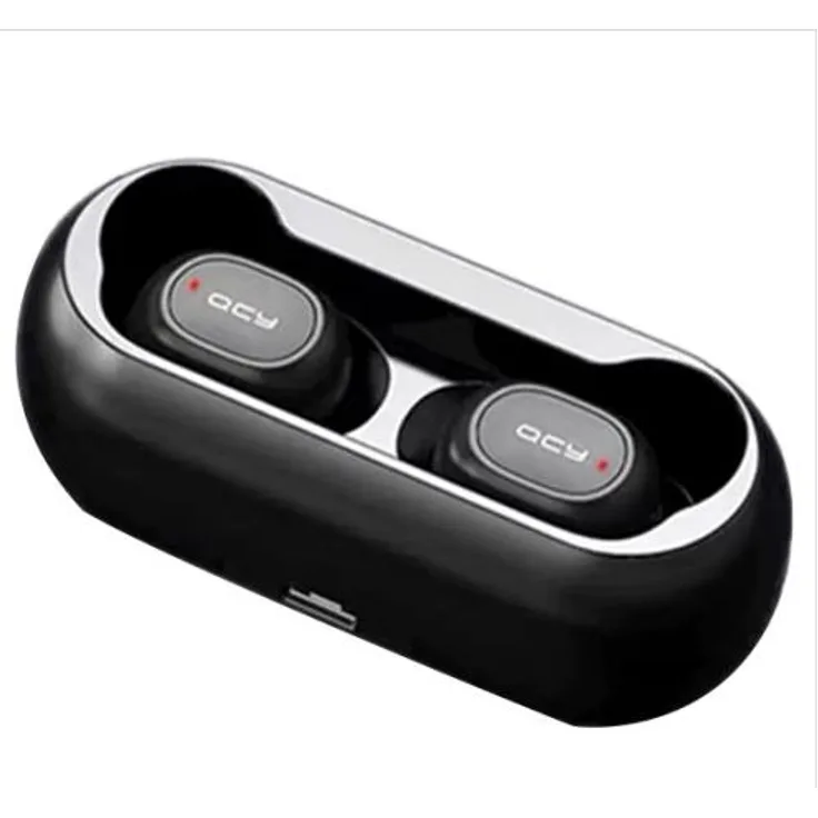 QCY-T1 TWS Bluetooth 5.0 Sport-Kopfhörer In-Ear, kabellos,Mehr als 20 Std. Batterielaufzeit mit Ladecase, IPX4 wasserfest und integriertes Duo HD Mikrofon, schwarz