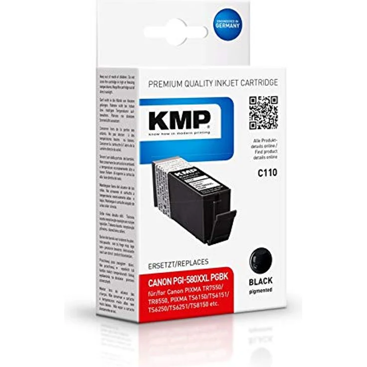 KMP Druckerpatrone für PGI-580 XXL PGBK Schwarz - Kompatibel - Tintenpatrone für Canon PIXMA TS6150 TS8150 - Office Druckerzubehör – Bild 1