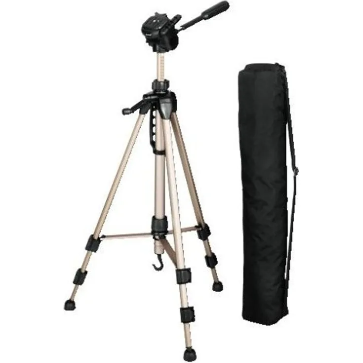 Hama Kamera Stativ Star 61 (Leichtes Dreibeinstativ mit 3-Wege-Kopf, Fotostativ mit 60-153cm Höhe, Tripod inkl. Tragetasche, Kamerastativ passend für Spigelreflex- und Systemkameras) Champagner