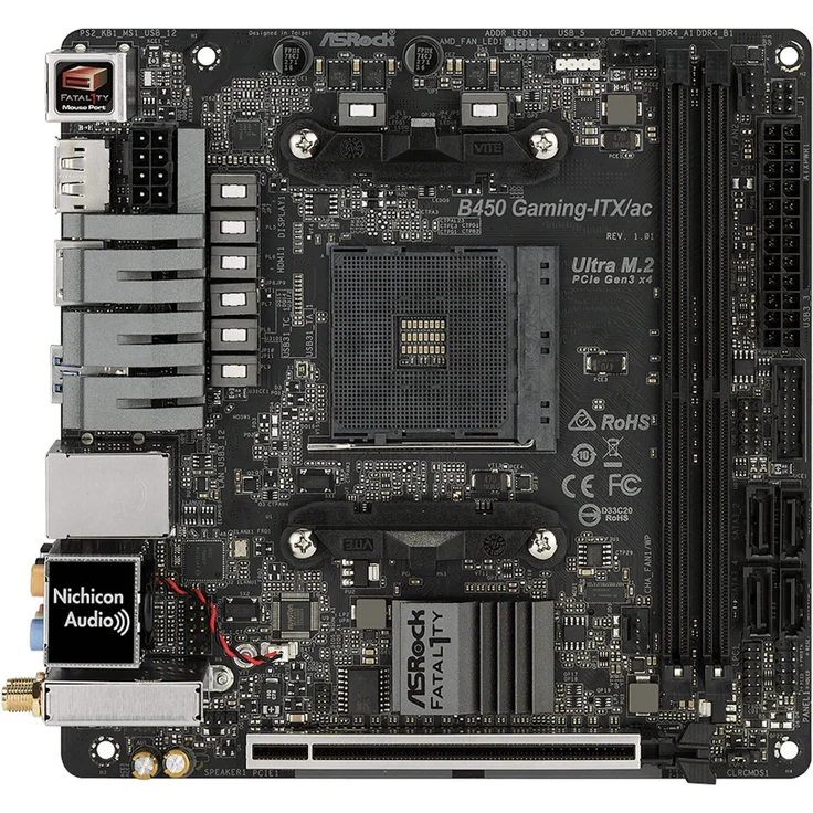 Asrock Fatal1ty B450 Gaming-ITX/ac - mini ATX, AMD B450, Sockel AM4, Dual-channel DDR4 (90-MXB870-A0UAYZ) – Bild 2