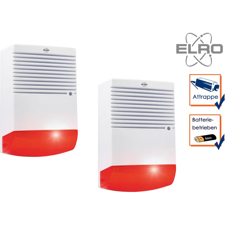 2 Stk Dummy Sirene mit blinkender LED Batteriebetrieb Alarmanlagen Attrappe Haus