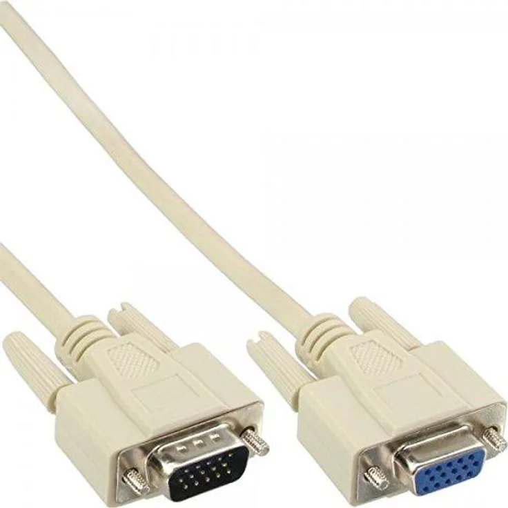 InLine - VGA-Verlängerungskabel - HD-15 (M) - HD-15 (W) - 10,0m - geformt - beige (17736)