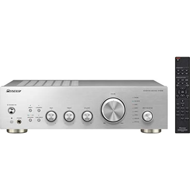 Pioneer A-40AE Vollverstärker (mit 2x 60 W, mit neuer Direct Energy Konstruktion und MM-Phono- und Digitaleingang) Silber