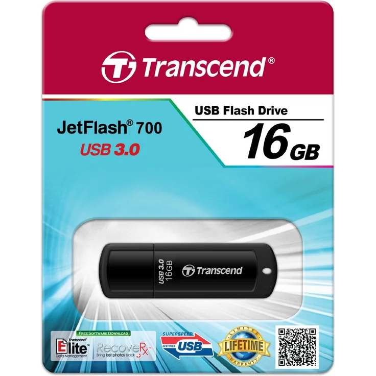Transcend TS16GJF700 16GB JetFlash 700 USB 3.1 Gen 1 USB Stick, Schwarz – Bild 3