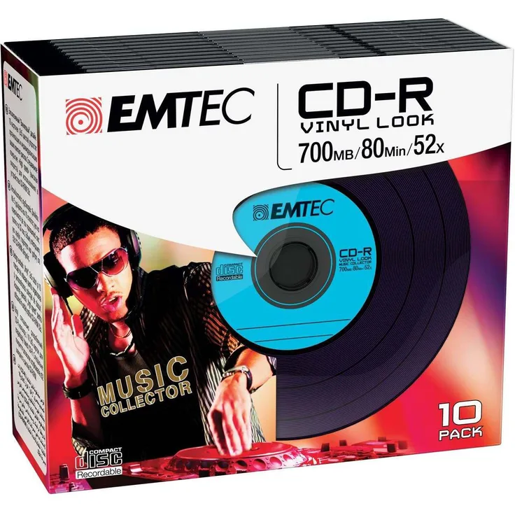 Emtec CD-R Vinyl Look CD-R 700MB 10Stück(E) - CD-Rohlinge (CD-R, 700 MB, 10 Stück(E), 120 mm, 52x)