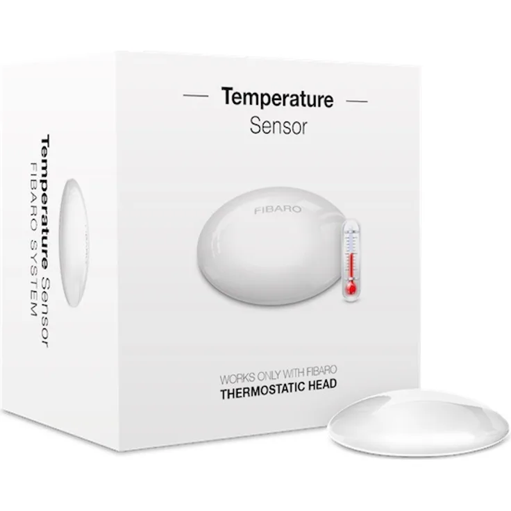 FIBARO Temperature Sensor for The Heat Controller - Z-Wave Plus Z-Wave PluTemperaturfühler für den Radiator Heizkörperthermostat, FGBRS-001