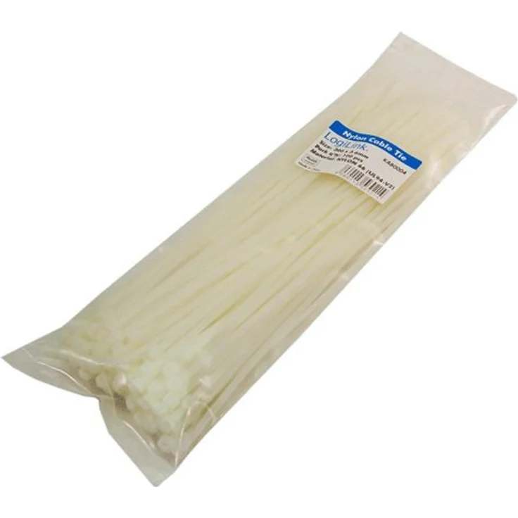 LogiLink Kabelbinder, 290 x 2,5 mm, Nylon, weiß Zuglast bis 50 kg, Flammschutz nach UL94V-2 (KAB0004)