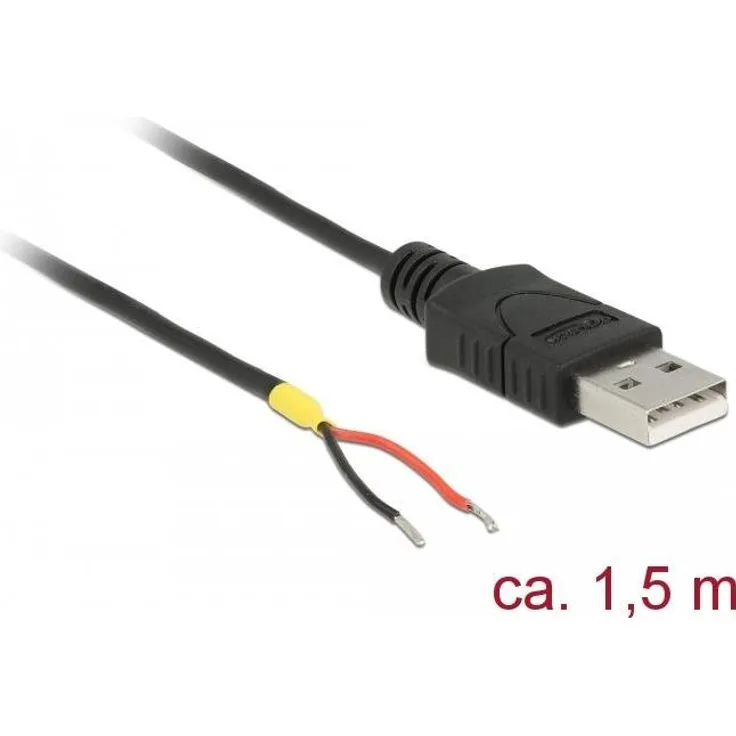 Delock Kabel USB2.0 Typ-A Stecker > 2 x offene Kabelenden - 1,5m - schwarz (85664)
