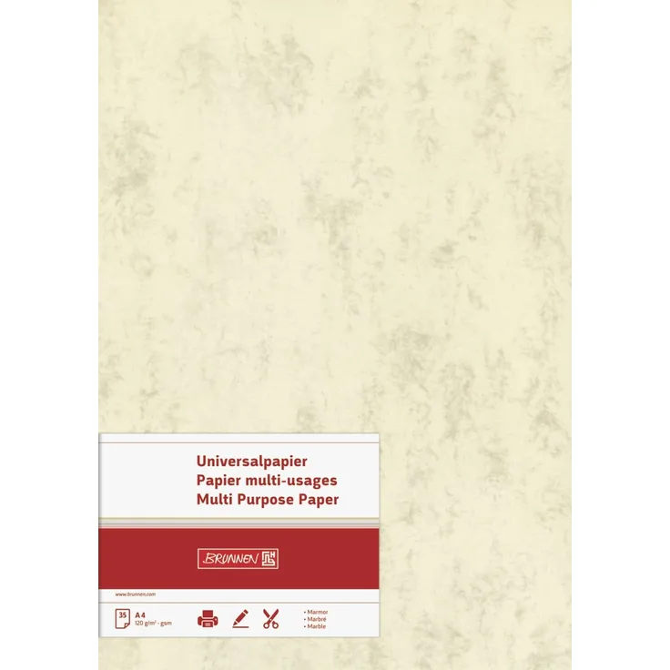 BRUNNEN 105141111 Universalpapier - Multifunktionspapier Marmor (A4, 120 g-m², 35 Blatt, marmoriert) chamois