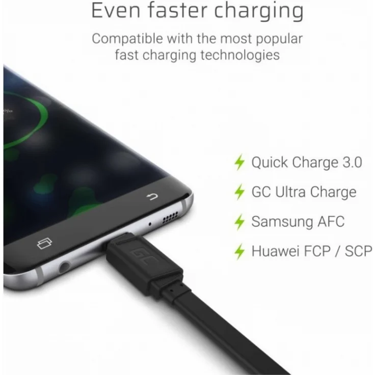 Green Cell Kab USB > USB-C 0,25 m Black, Ladekabel/Datenkabel, schwarz – Bild 5