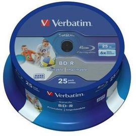 Verbatim BD-R SL Datalife, Blu-Ray-Disk 25 GB - 6-fache Brenngeschwindigkeit - Groß bedruckbar - Kratzschutz - 25 Stück Spindel