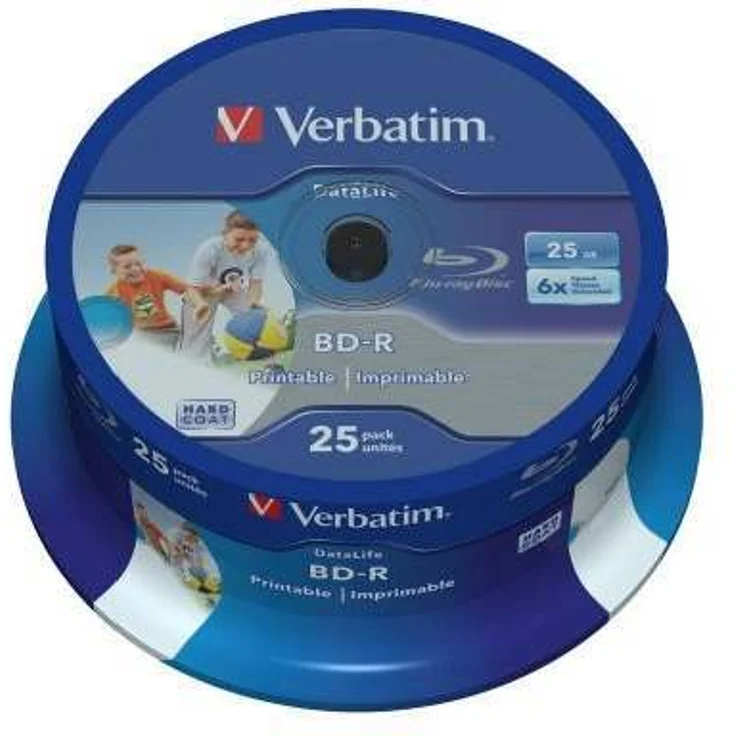 Verbatim BD-R SL Datalife, Blu-Ray-Disk 25 GB - 6-fache Brenngeschwindigkeit - Groß bedruckbar - Kratzschutz - 25 Stück Spindel - Preisvergleich – Bild 1