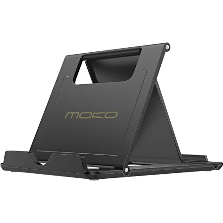 MoKo Mini Portable Handy / Tablet Ständer - Multi-Winkel Faltbar Gummi Desktop Halterung für 6-8'' Tablet, E-Reader, Smartphone, iPhone 7 / 7 Plus, iPad, Galaxy Tab, S7/ S7 Edge, Huawei P9, Schwarz – Bild 1