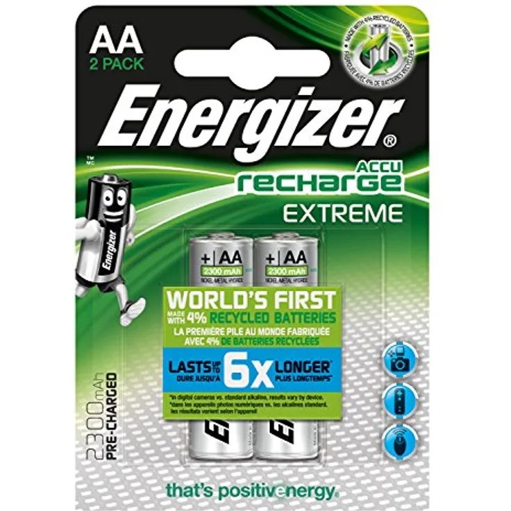 Energizer NimH-Akku Rechargeable Extreme Mignon (1,2Volt 2300mAh, vorgeladen 2er-Packung)