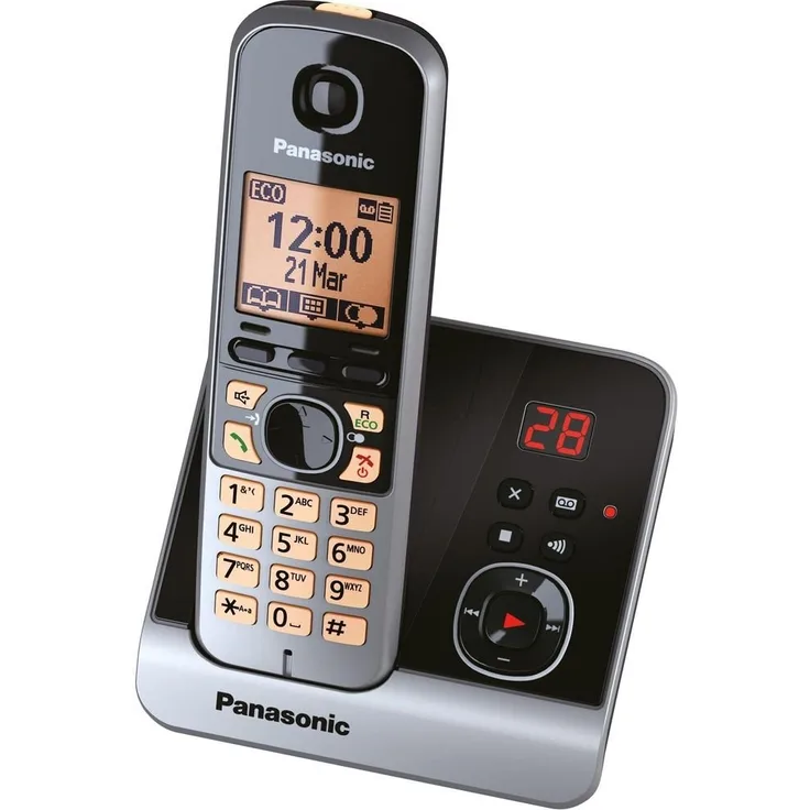 Panasonic KX-TG6761GB Schnurlostelefon mit DECT Repeater für verbesserte Reichweite, Telefonverstärker, schwarz