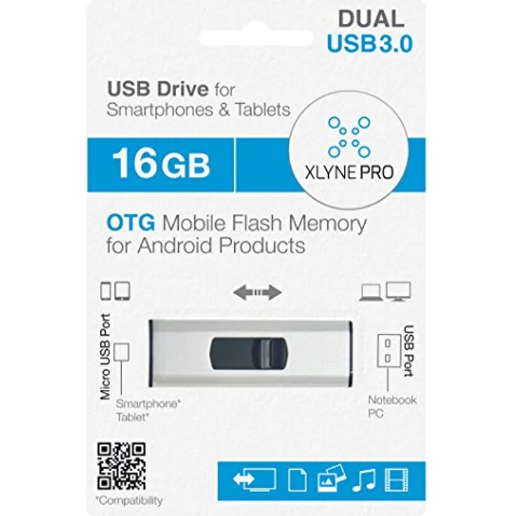 XLYNE PRO OTG 16 GB USB 3.0 Stick für PC (USB) und Smartphones- Tablets (microUSB) Lesegeschwindigkeit: Bis zu 30 MB-s, Schreibgeschwindigkeit: Bis zu 8 MB-s