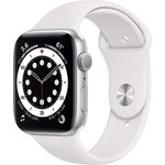 Apple Watch Series 6 Smartwatch GPS, 44mm, Aluminiumgehäuse Silber, Sportarmband Weiß