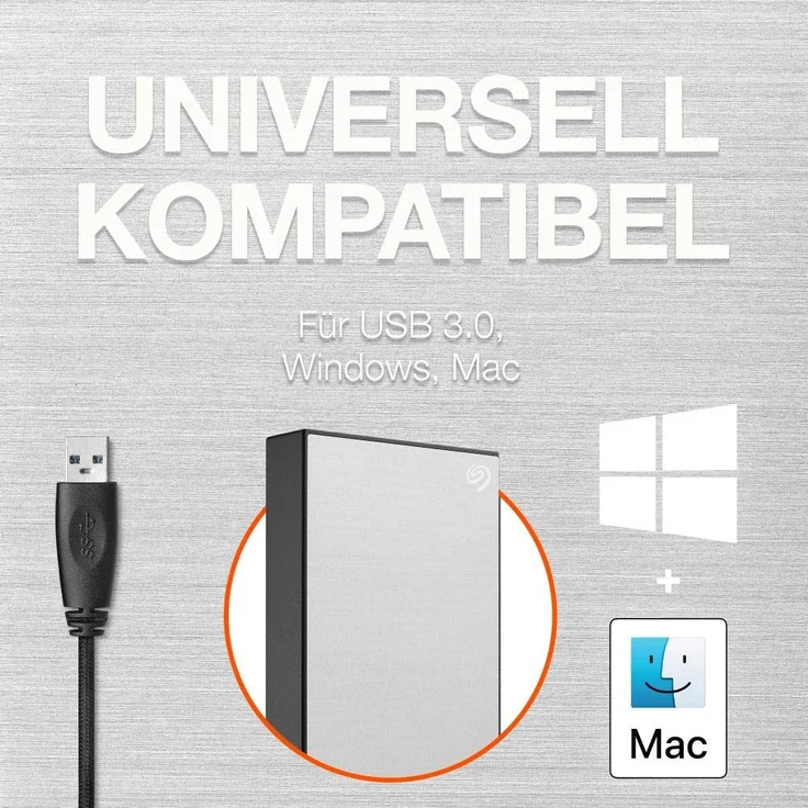 Seagate One Touch HDD STKC5000401 - Festplatte - 5 TB - extern (tragbar) - USB 3.2 Gen 1 - Silber  – Bild 4