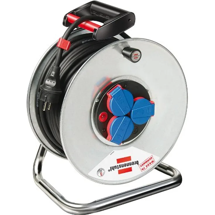 Brennenstuhl Garant S IP44 Kabeltrommel (50m Kabel in schwarz, Stahlblech, kurzfristiger Einsatz im Außenbereich, Made in Germany)