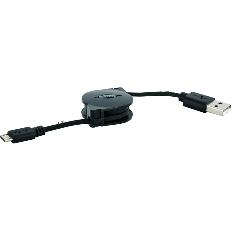 Schwaiger LKR090M 533 flaches ausziehbares Micro-USB Sync-Ladekabel (0,9 m) schwarz