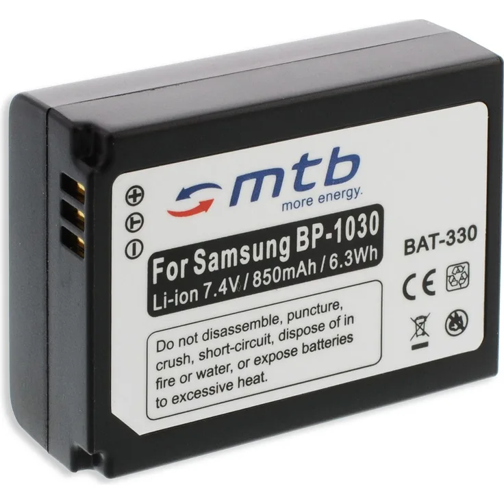 Ersatz-Akku ED-BP1030, BP1130 für Samsung NX200, NX1000, NX1100, NX2000