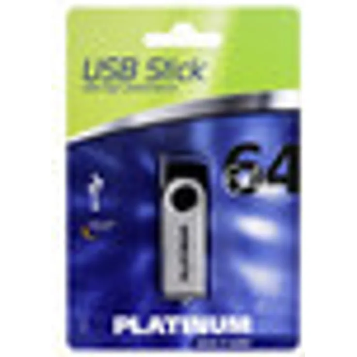 Platinum TWS USB-Stick 64 GB USB 2.0 USB-Flash-Laufwerk - Speicher-Stick in schwarz-Silber inkl. Öse zur Befestigung am Schlüsselanhänger