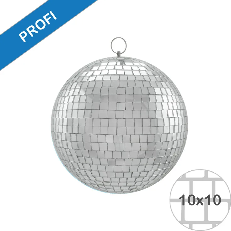 Spiegelkugel 20cm - silber - Diskokugel Echtglas - 10x10mm Spiegel - PROFI Serie