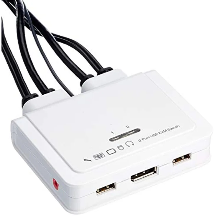 InLine 63614I KVM Switch, 2-fach, USB-C zu DisplayPort 1.2, 4K, mit Audio, integr. Kabel