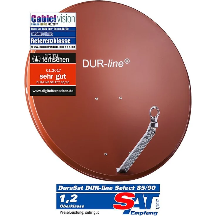 DUR-line Select 85/90cm Satellitenschüssel Alu ziegelrot – Bild 1