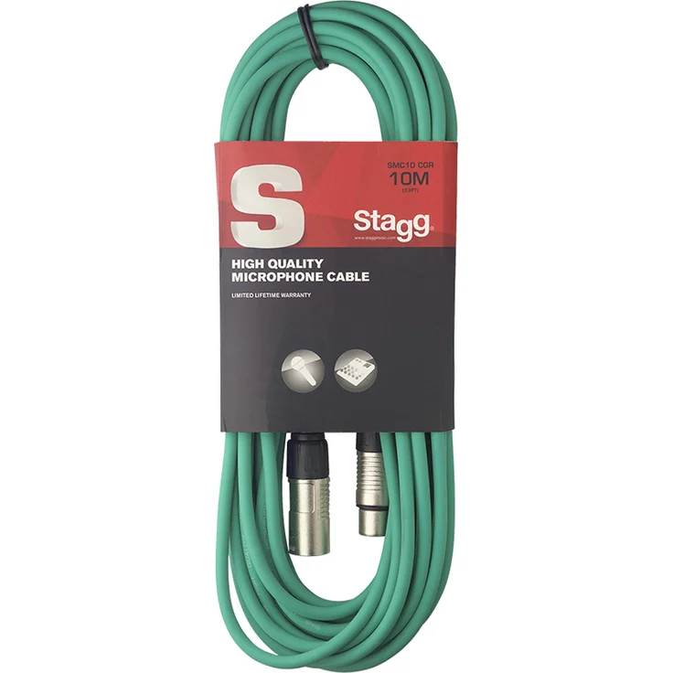 Stagg 10 m Hochwertiges XLR auf XLR-Stecker Mikrofon Kabel grün – Bild 1