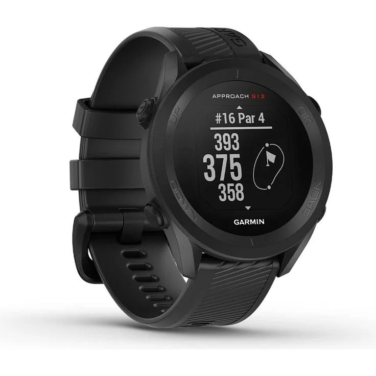 Garmin Approach S12 Golf-Uhr mit Schlagweitenmessung und Distanzangaben GPS, Unisex, 43,7mm, Kunststoffgehäuse, Schwarz – Bild 1