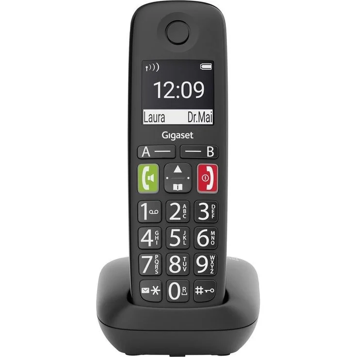 Gigaset E290 - Schnurloses Senioren-Telefon ohne Anrufbeantworter mit großen Tasten - großes Display, Zielwahltasten für wichtige Nummern, Verstärker-Funktion für extra lautes Hören, Analog-Telefon, schwarz – Bild 7
