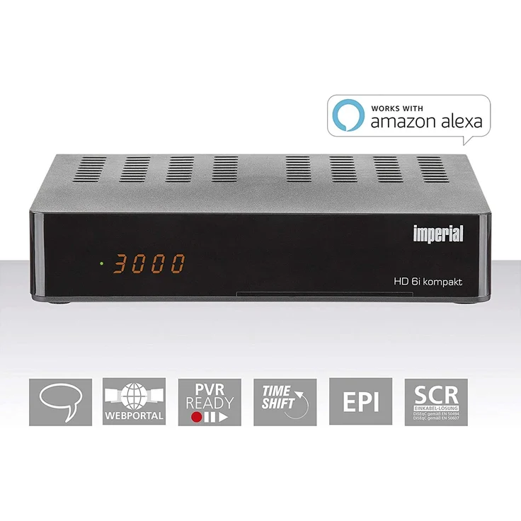 Imperial HD6i kompakt HD Sat Receiver, Smart DVB-S2, Alexa Voice, Sat to IP, Web-Portal, PVR Ready schwarz – Bild 1