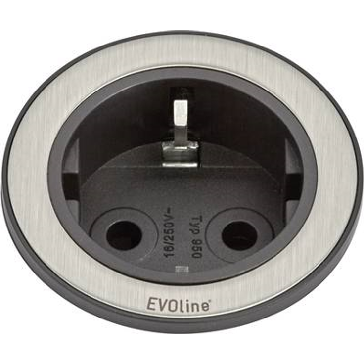 EVOline 159280001100 Einbau-Steckdosenleiste 1fach Edelstahl, schwarz (159280001100)