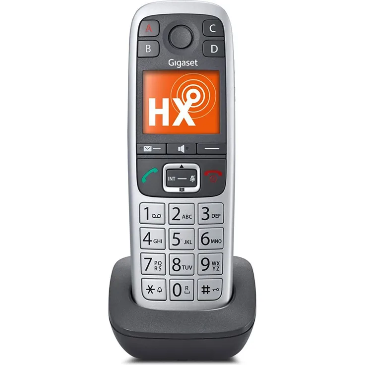 Gigaset E560HX Universal-Mobilteil - IP-Telefon (zum Anschluss an Ihre Basisstation oder Router, mit großen Tasten und 4 extra SOS-Notruf Tasten) platin