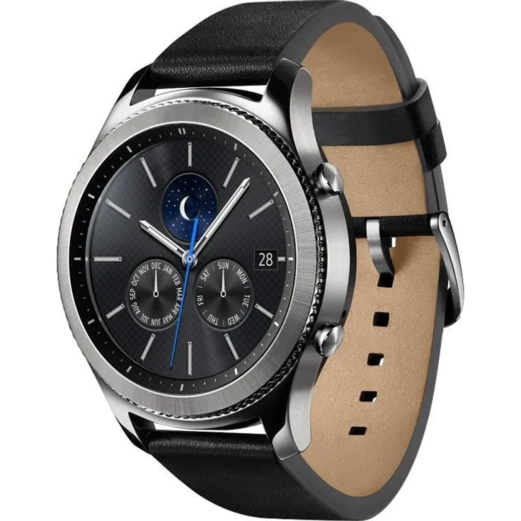 Samsung Gear S3 Classic Smartwatch GPS, Unisex, S/L, Edelstahlgehäuse, Schwarz/Silber